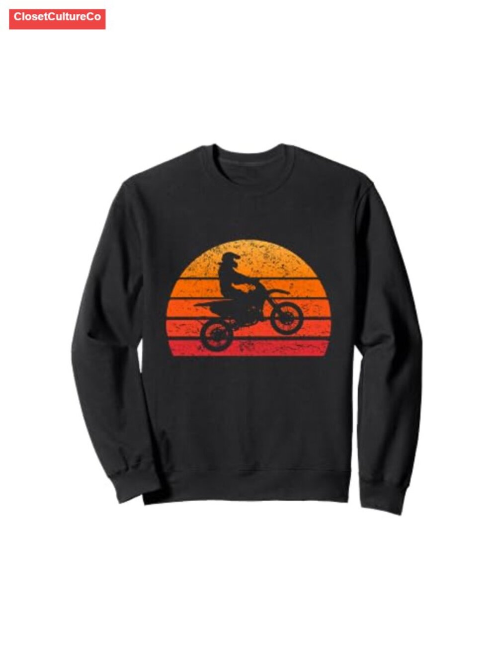 Vintage Motocross Sweatshirt Retro Distressed Dirtbike Graphic Crewneck